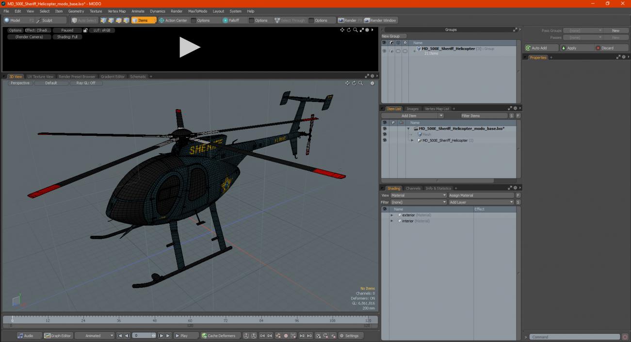 3D MD 500E Sheriff Helicopter