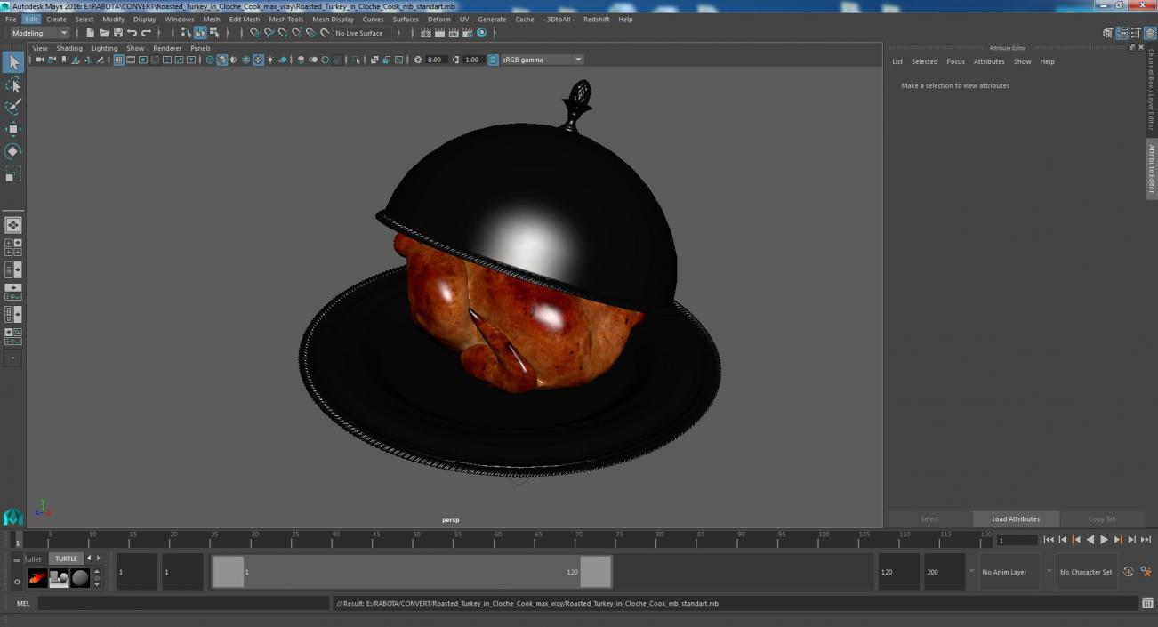 Roasted Turkey in Cloche Cook 3D model