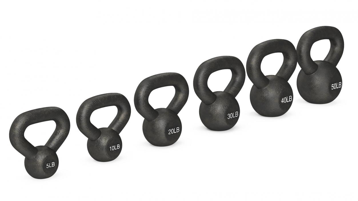 3D Solid Cast Iron Kettlebell Weights Set 5-50lbs