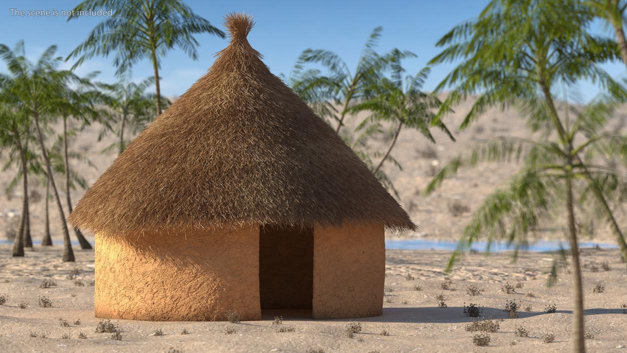 3D Traditional African Mud Hut Fur