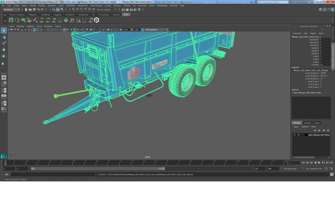 3D Maupu 18t Trailer Clean model