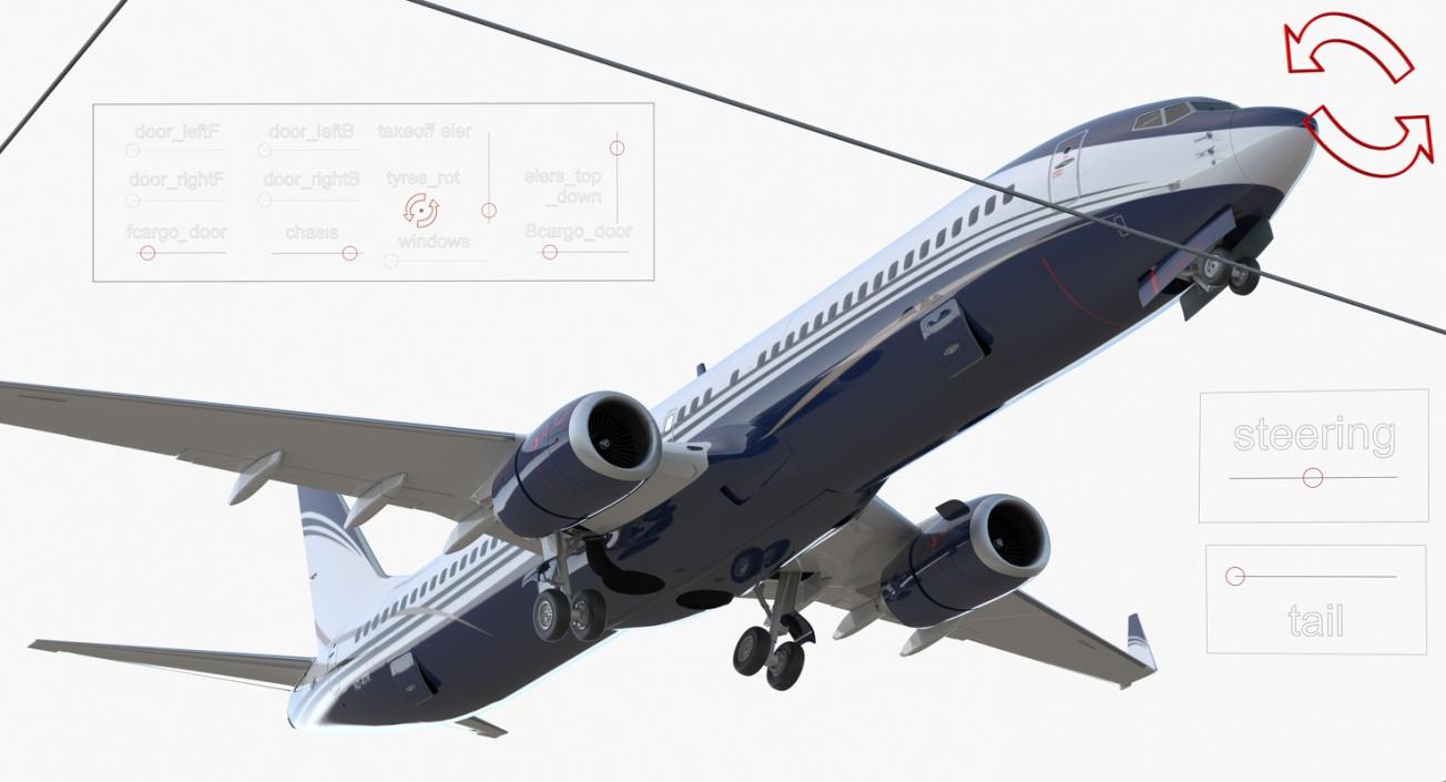 3D Boeing 737-900 ER Generic with Cabin Rigged model