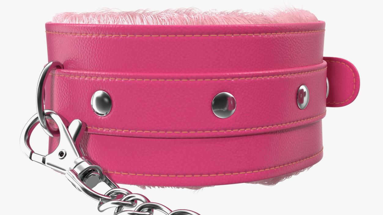 3D Leather Handcuffs Pink with Fur