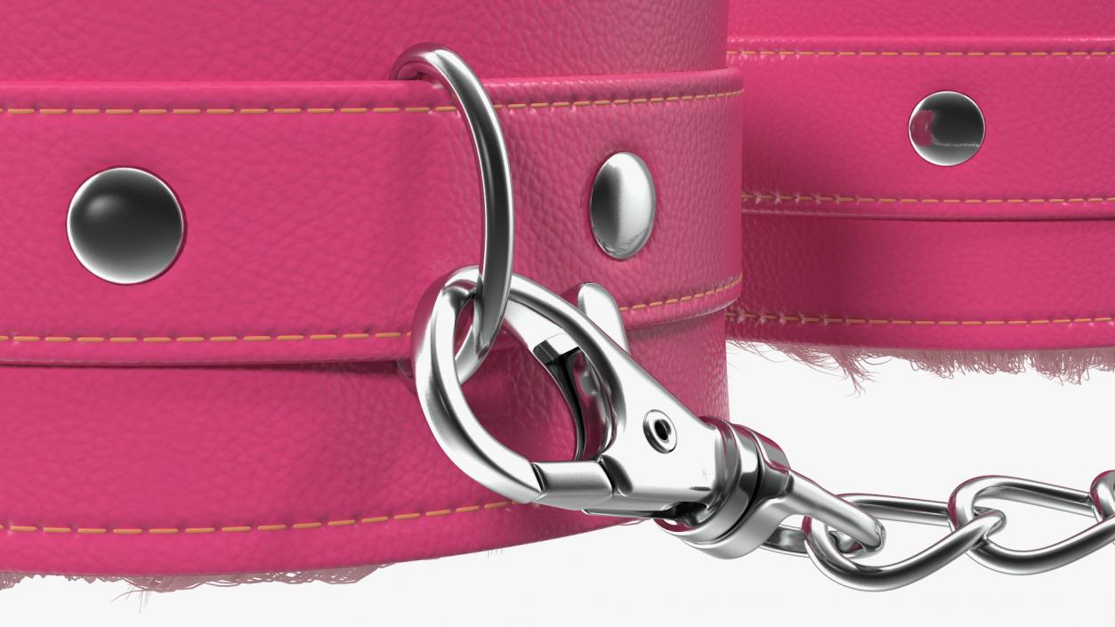 3D Leather Handcuffs Pink with Fur