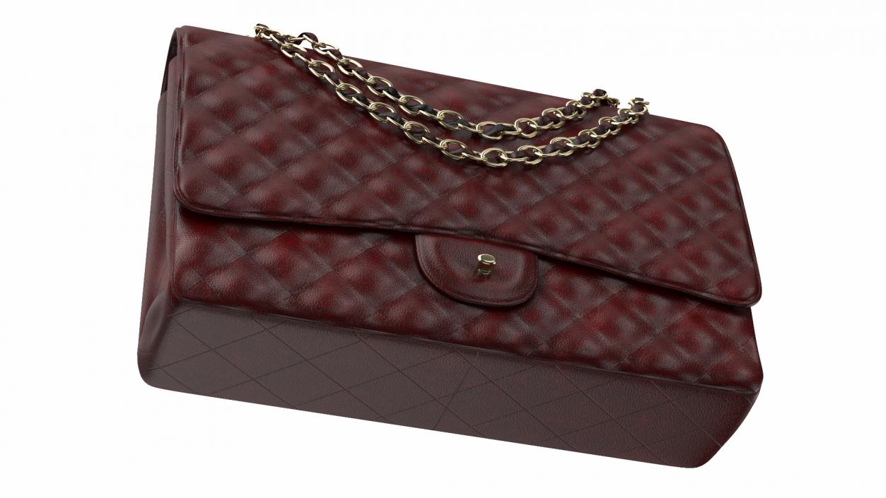 3D model Leather Double Flap Bag Classic Red