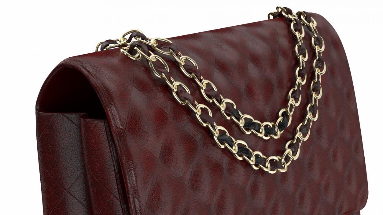 3D model Leather Double Flap Bag Classic Red