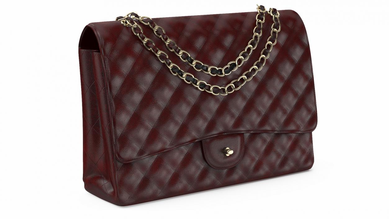 3D model Leather Double Flap Bag Classic Red