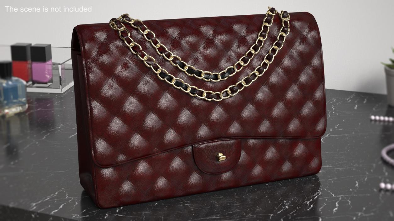 3D model Leather Double Flap Bag Classic Red