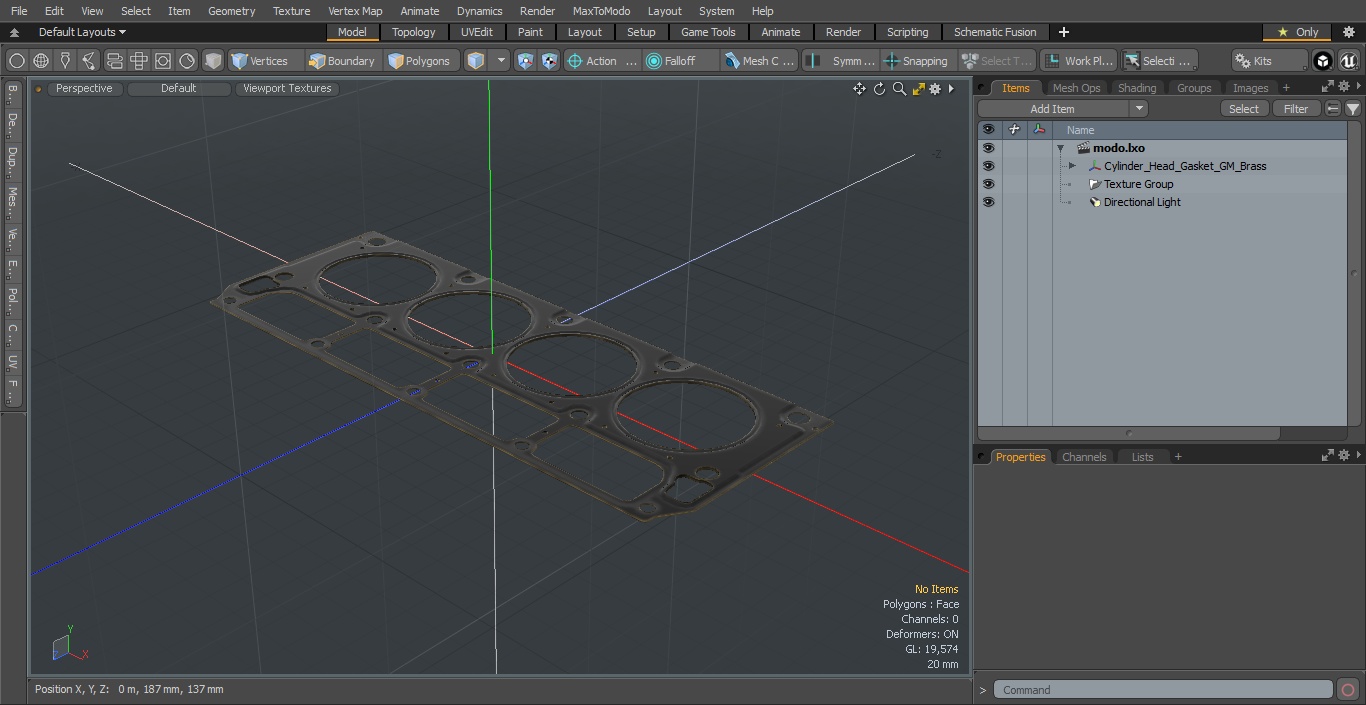 Cylinder Head Gasket GM Brass 3D model