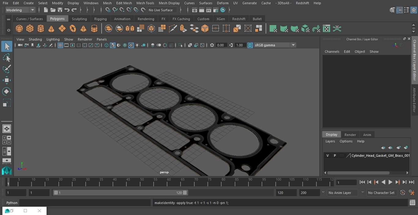 Cylinder Head Gasket GM Brass 3D model