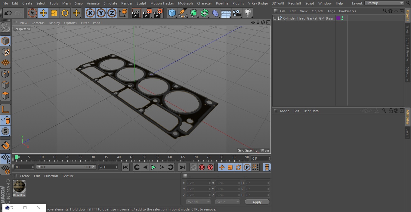 Cylinder Head Gasket GM Brass 3D model