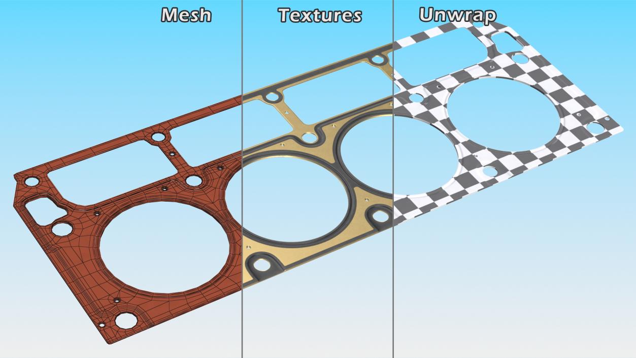 Cylinder Head Gasket GM Brass 3D model