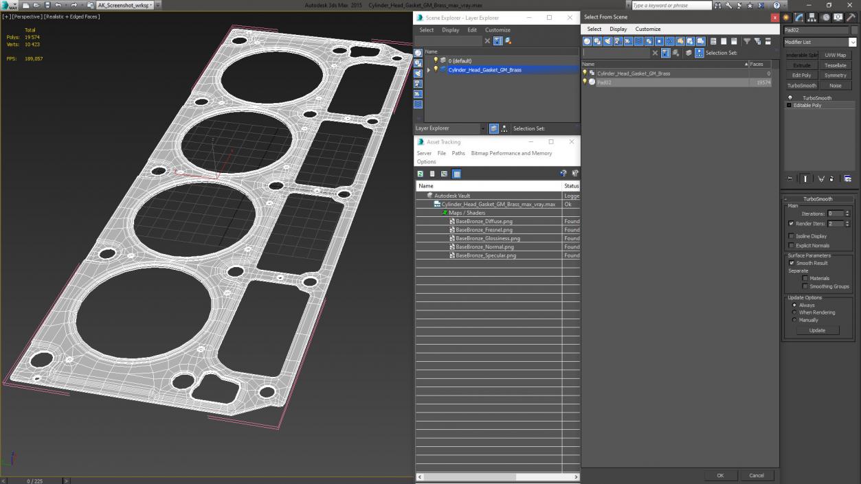 Cylinder Head Gasket GM Brass 3D model