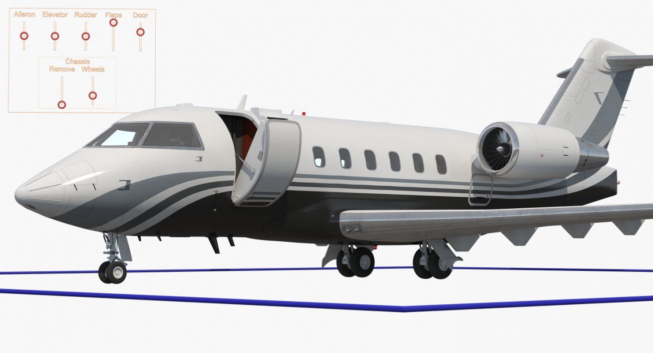 3D Business Jet Bombardier Challenger 604 Generic Rigged model