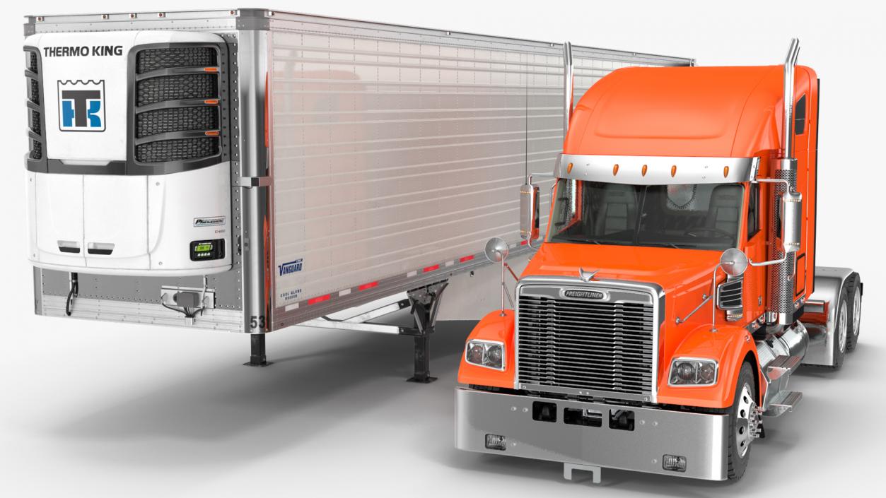 3D Freightliner Truck with Reefer Trailer model