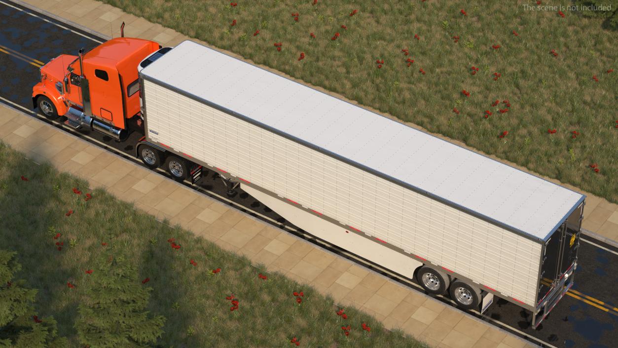 3D Freightliner Truck with Reefer Trailer model