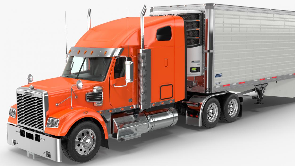 3D Freightliner Truck with Reefer Trailer model