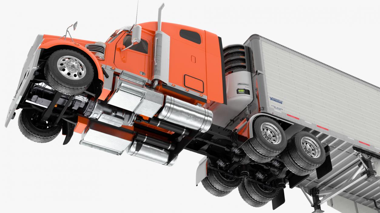 3D Freightliner Truck with Reefer Trailer model