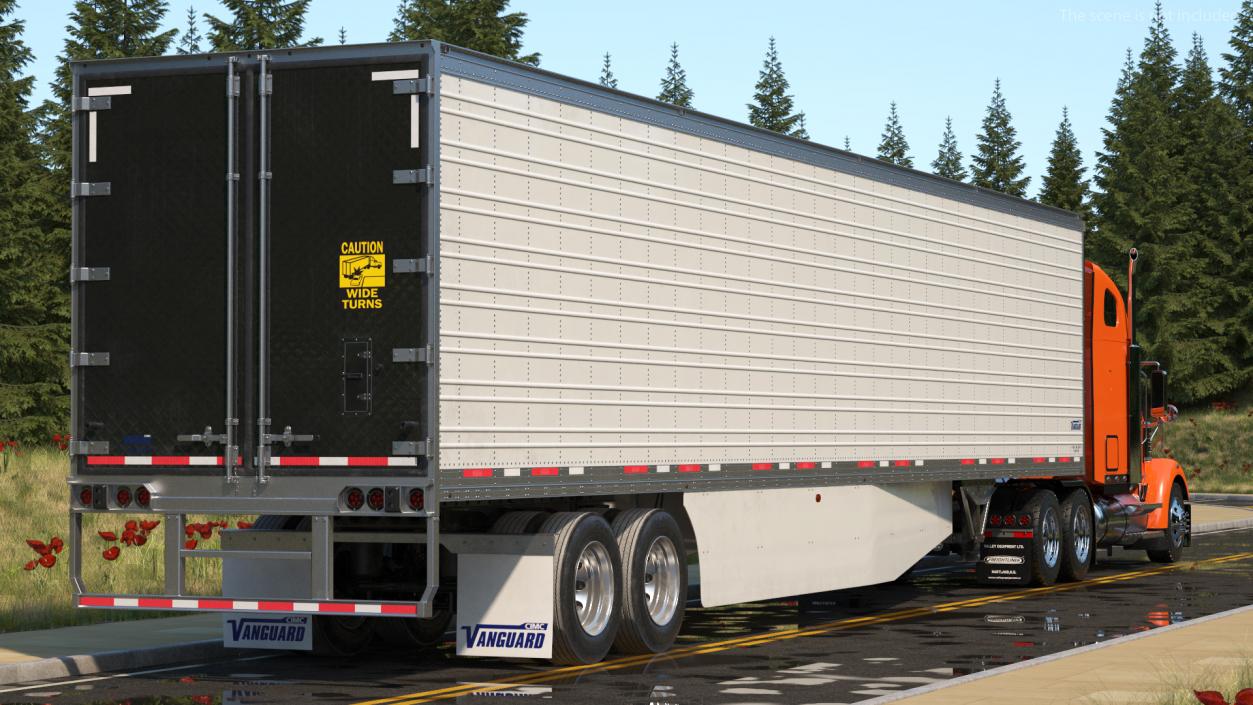 3D Freightliner Truck with Reefer Trailer model