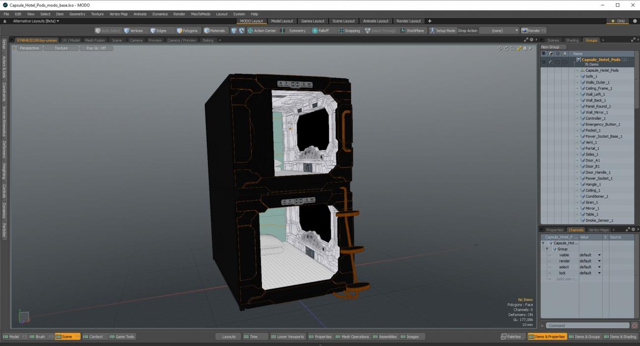 3D Capsule Hotel Pods model