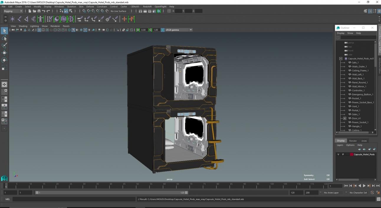 3D Capsule Hotel Pods model