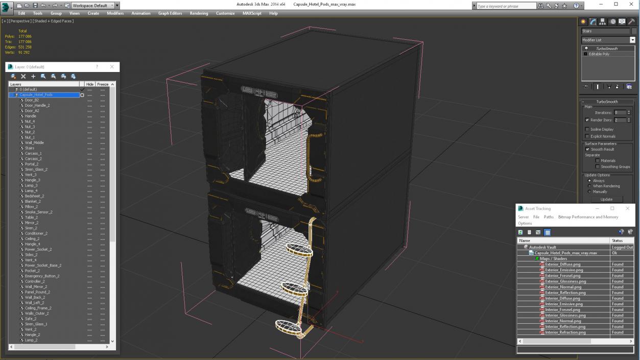 3D Capsule Hotel Pods model