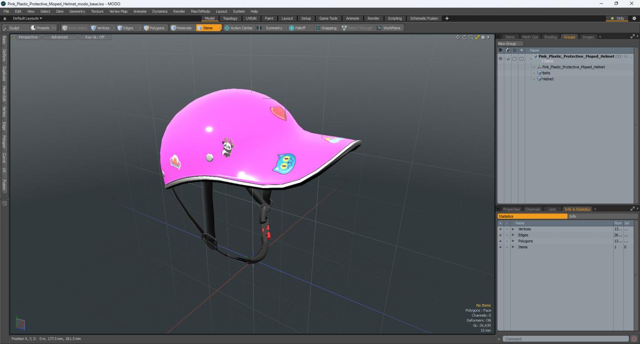 3D Pink Plastic Protective Moped Helmet