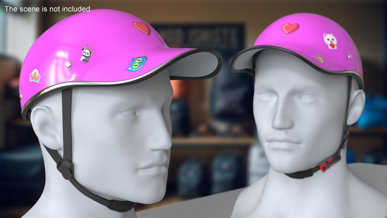 3D Pink Plastic Protective Moped Helmet