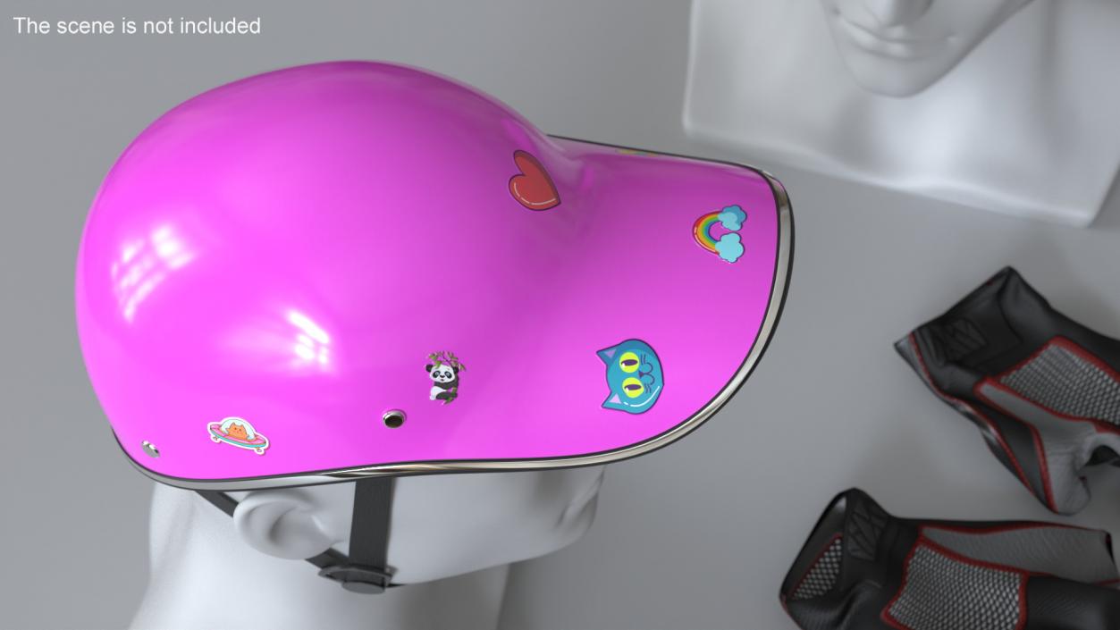 3D Pink Plastic Protective Moped Helmet