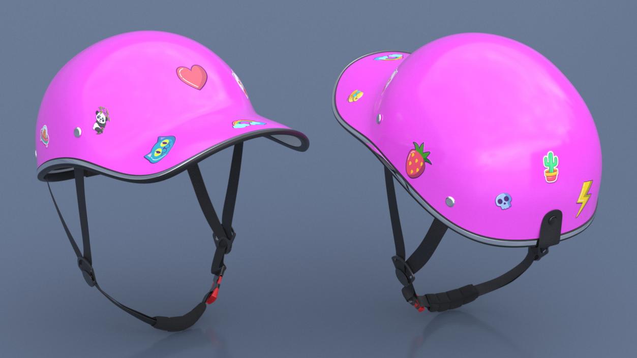 3D Pink Plastic Protective Moped Helmet