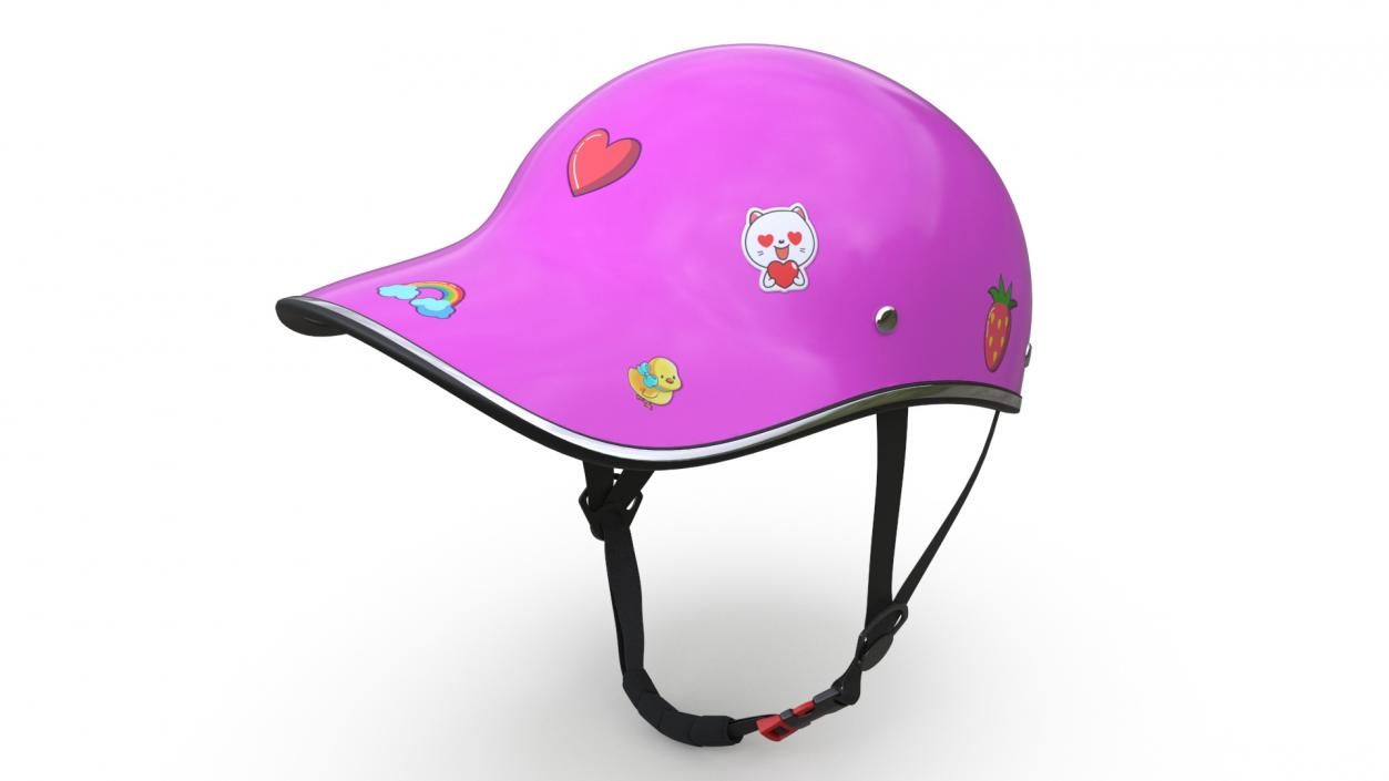 3D Pink Plastic Protective Moped Helmet