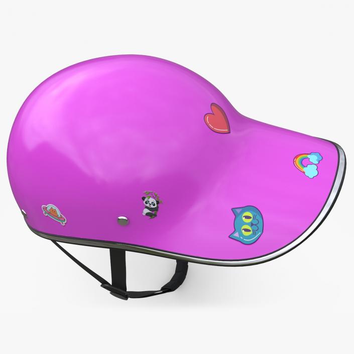 3D Pink Plastic Protective Moped Helmet