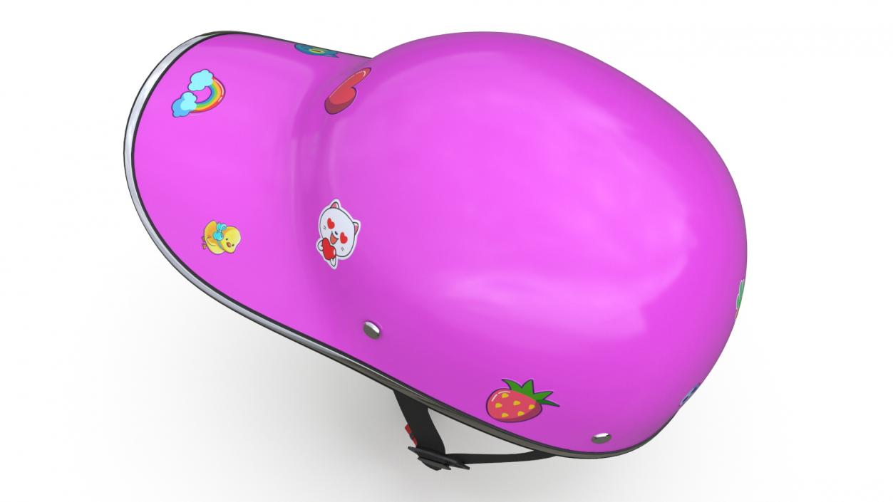 3D Pink Plastic Protective Moped Helmet