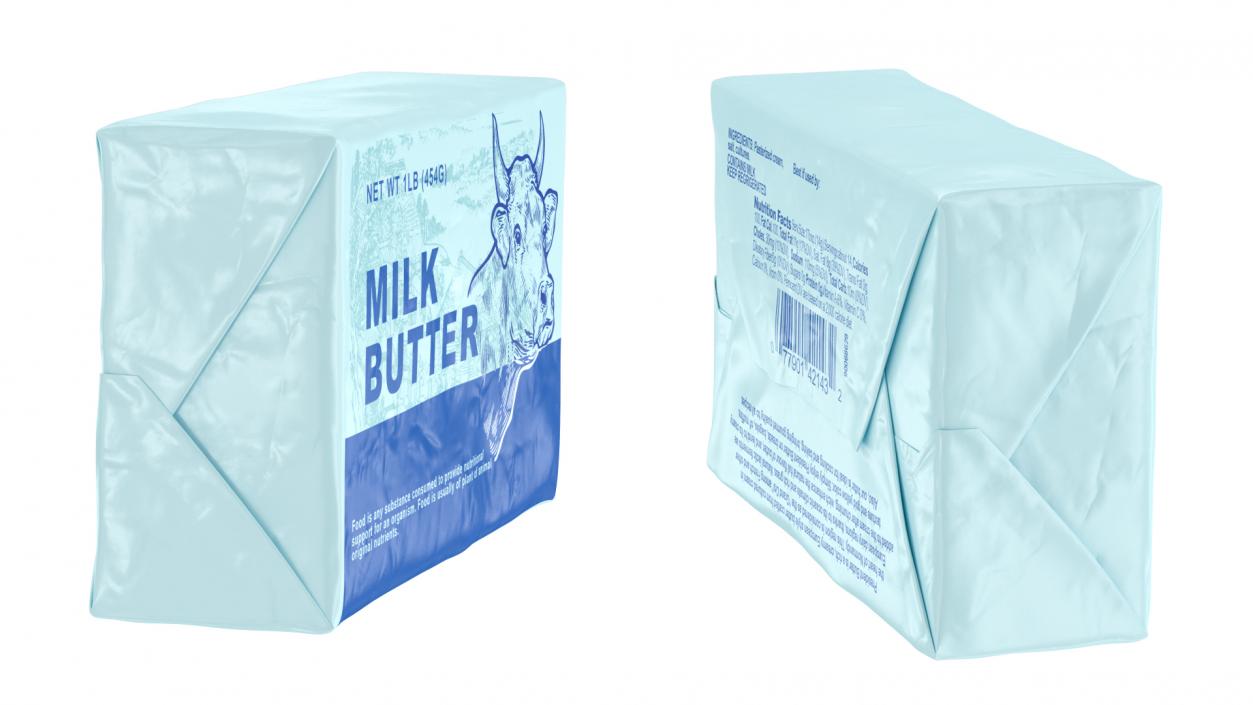 Wrapped Unsalted Cow Milk Butter 3D