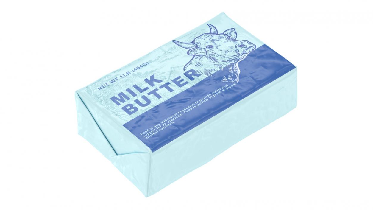 Wrapped Unsalted Cow Milk Butter 3D