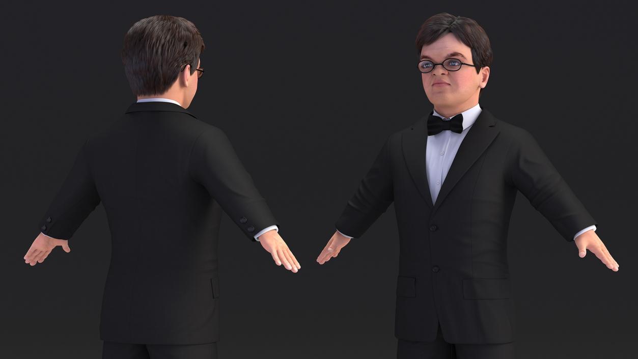 Character Dwarf Man Wearing Formal Suit Rigged for Cinema 4D 3 3D