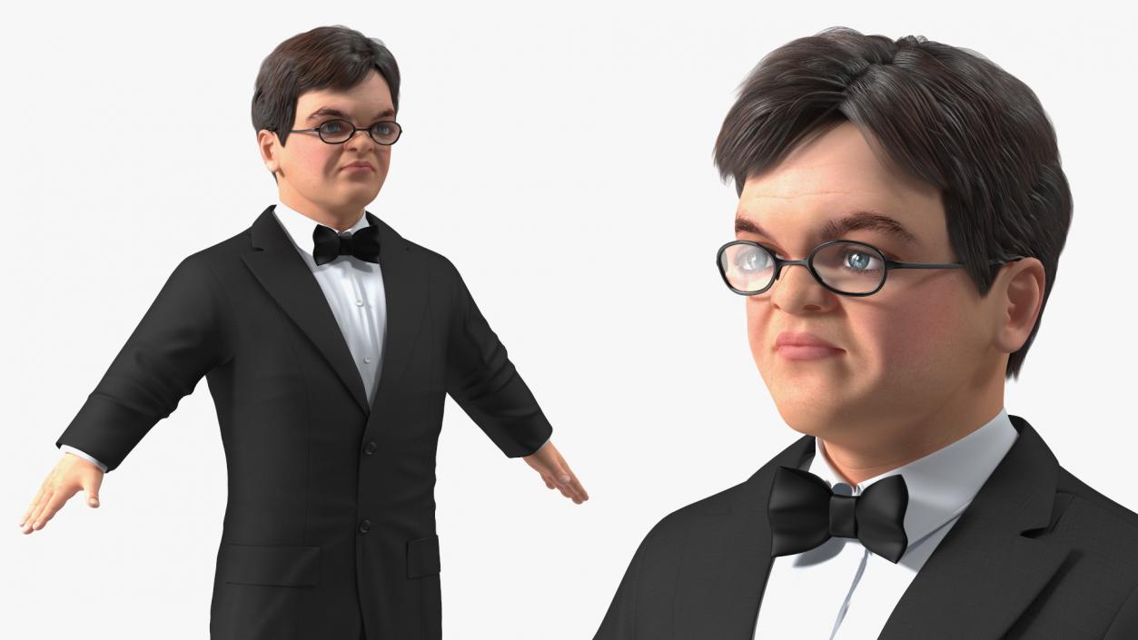 Character Dwarf Man Wearing Formal Suit Rigged for Cinema 4D 3 3D