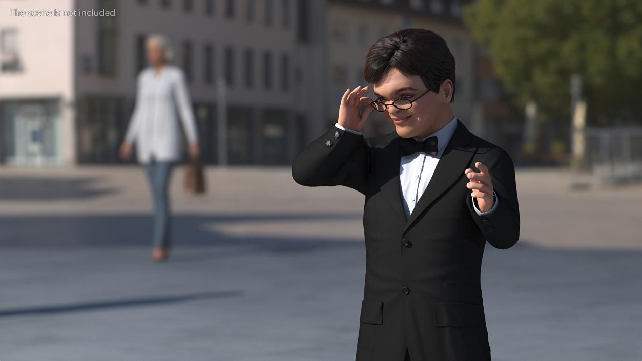 Character Dwarf Man Wearing Formal Suit Rigged for Cinema 4D 3 3D