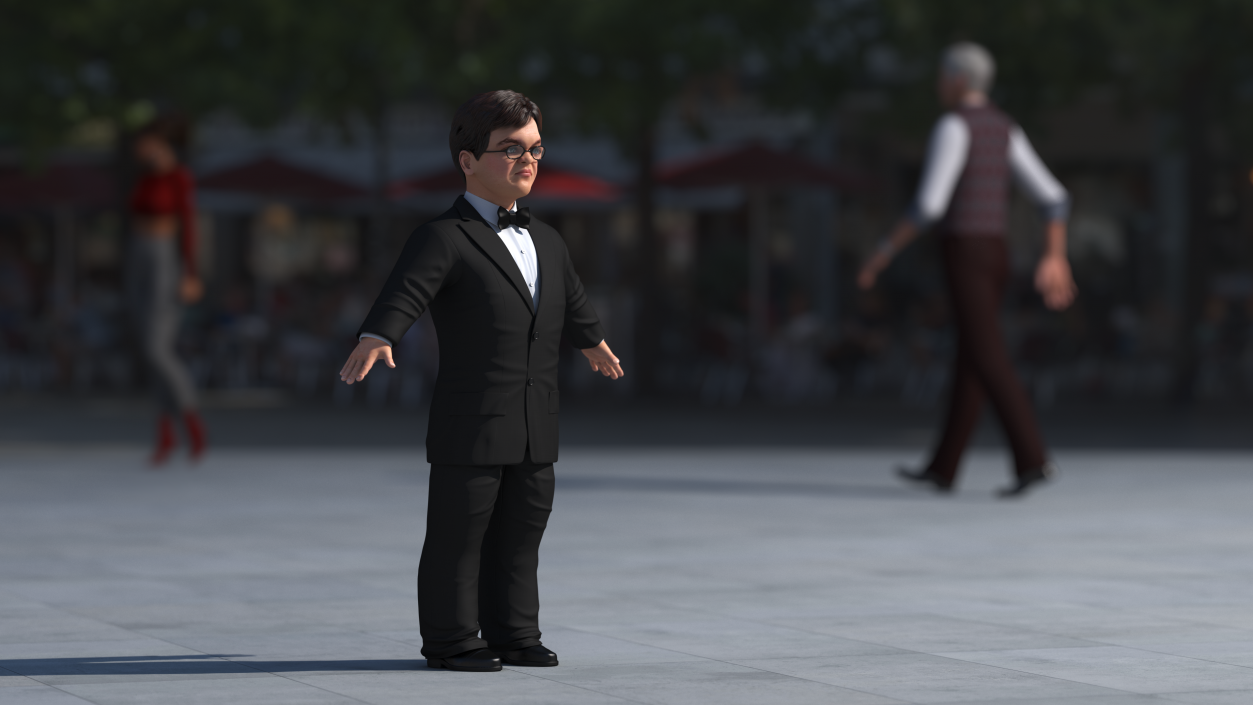 Character Dwarf Man Wearing Formal Suit Rigged for Cinema 4D 3 3D