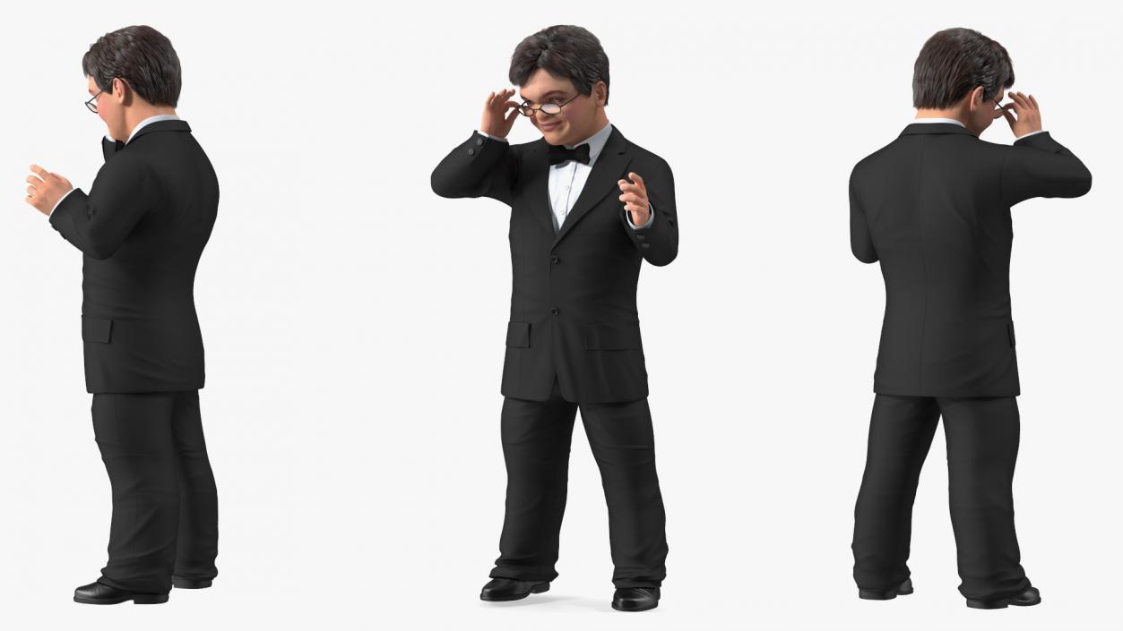 Character Dwarf Man Wearing Formal Suit Rigged for Cinema 4D 3 3D