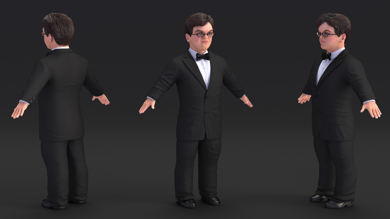 Character Dwarf Man Wearing Formal Suit Rigged for Cinema 4D 3 3D