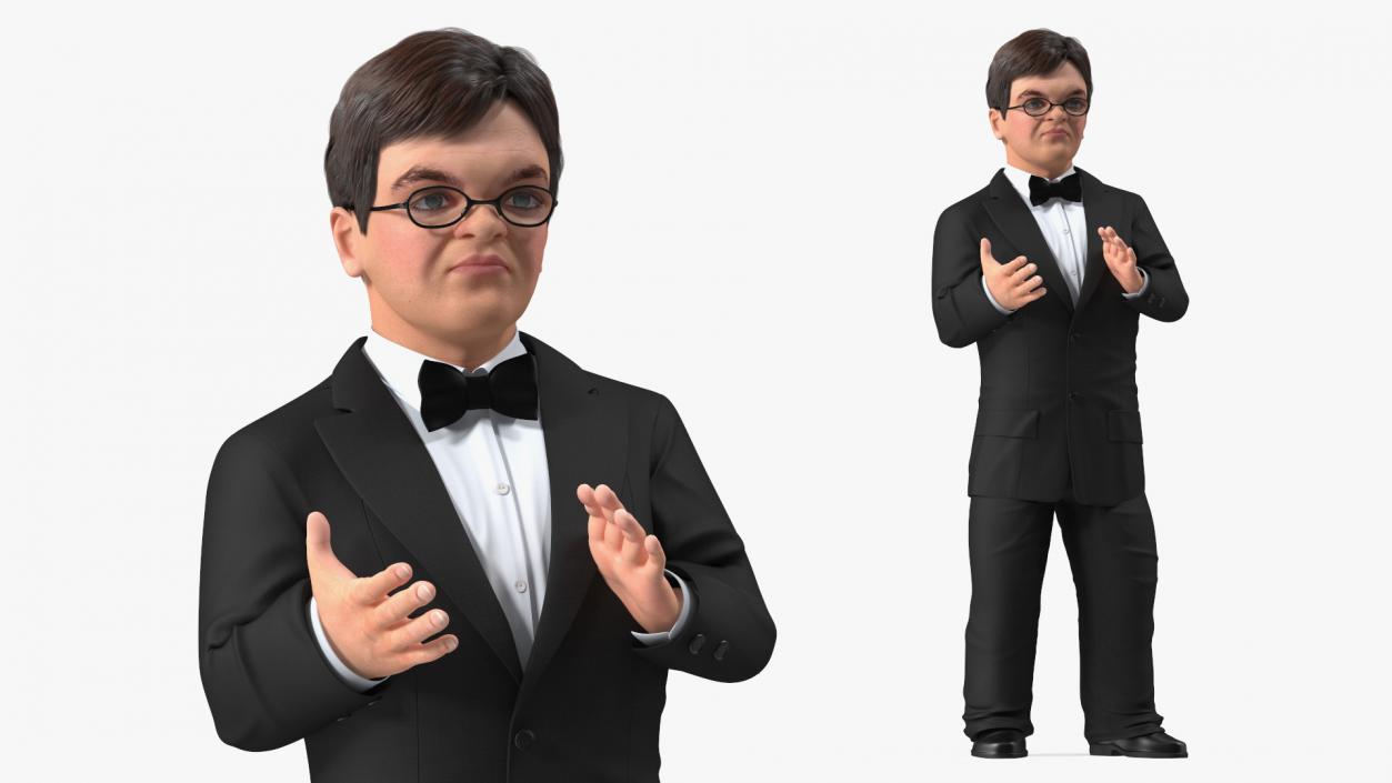 Character Dwarf Man Wearing Formal Suit Rigged for Cinema 4D 3 3D