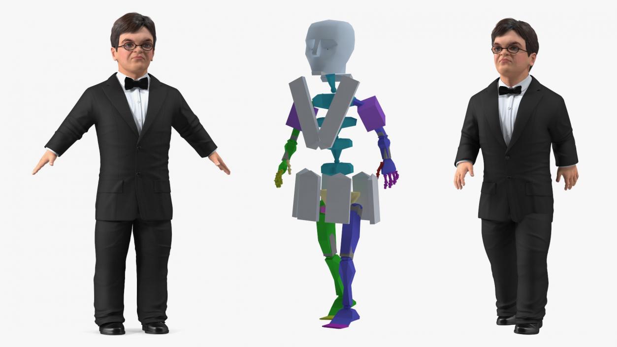 Character Dwarf Man Wearing Formal Suit Rigged for Cinema 4D 3 3D