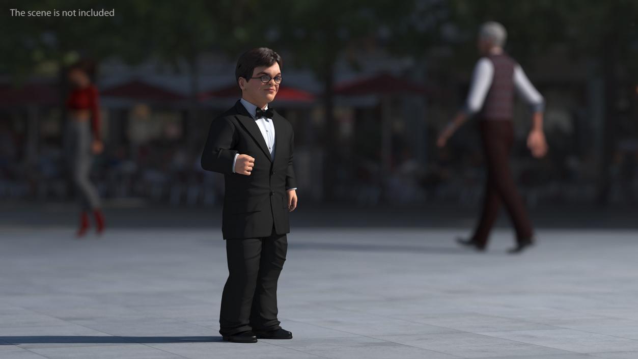 Character Dwarf Man Wearing Formal Suit Rigged for Cinema 4D 3 3D