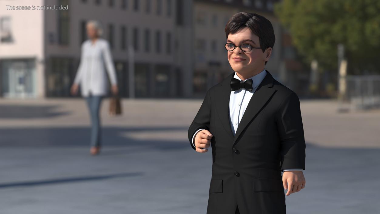 Character Dwarf Man Wearing Formal Suit Rigged for Cinema 4D 3 3D