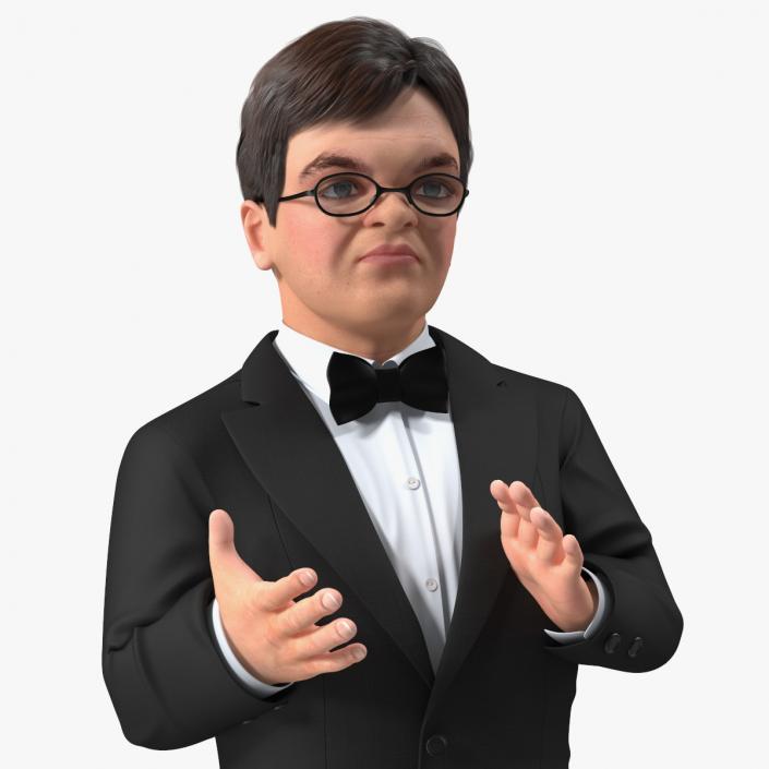 Character Dwarf Man Wearing Formal Suit Rigged for Cinema 4D 3 3D