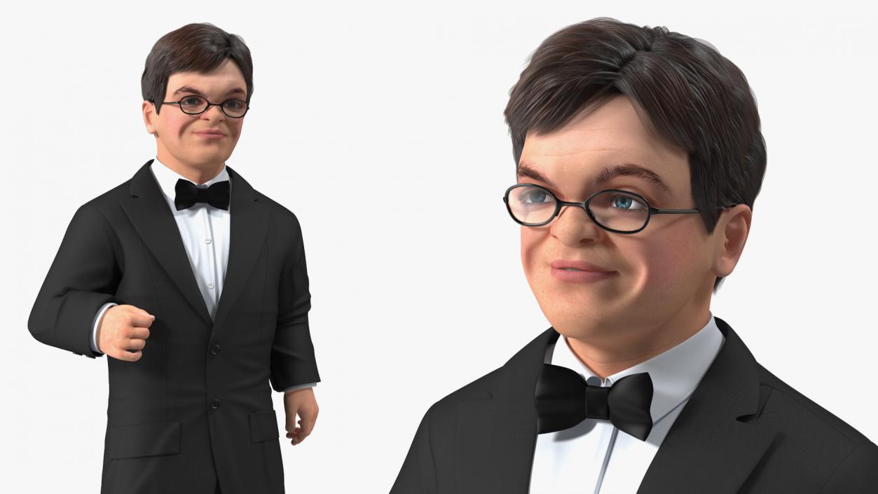 Character Dwarf Man Wearing Formal Suit Rigged for Cinema 4D 3 3D