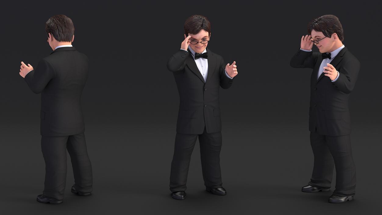 Character Dwarf Man Wearing Formal Suit Rigged for Cinema 4D 3 3D