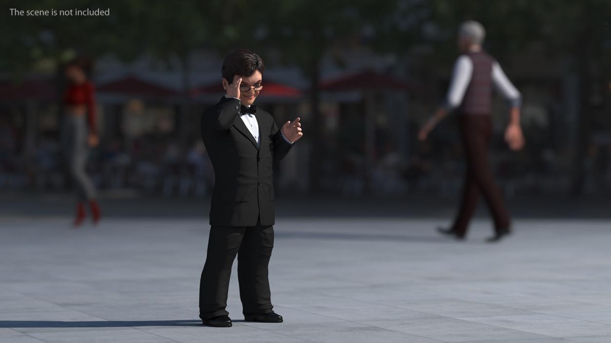 Character Dwarf Man Wearing Formal Suit Rigged for Cinema 4D 3 3D