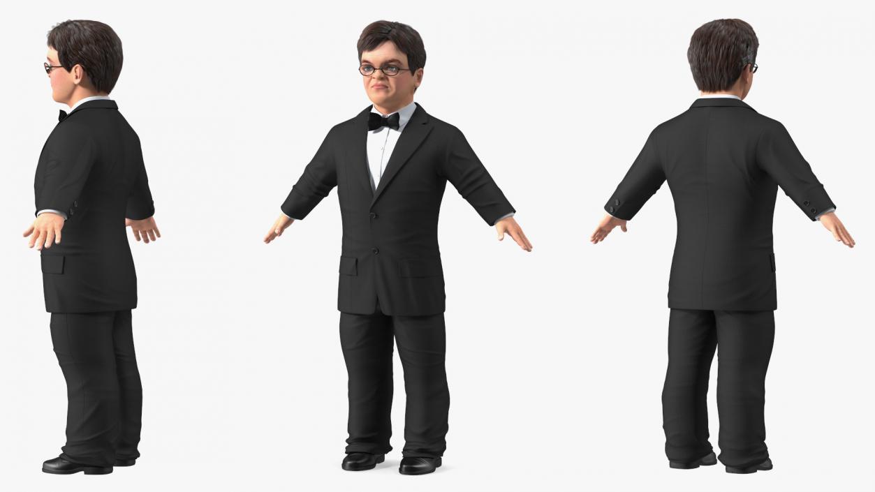 Character Dwarf Man Wearing Formal Suit Rigged for Cinema 4D 3 3D